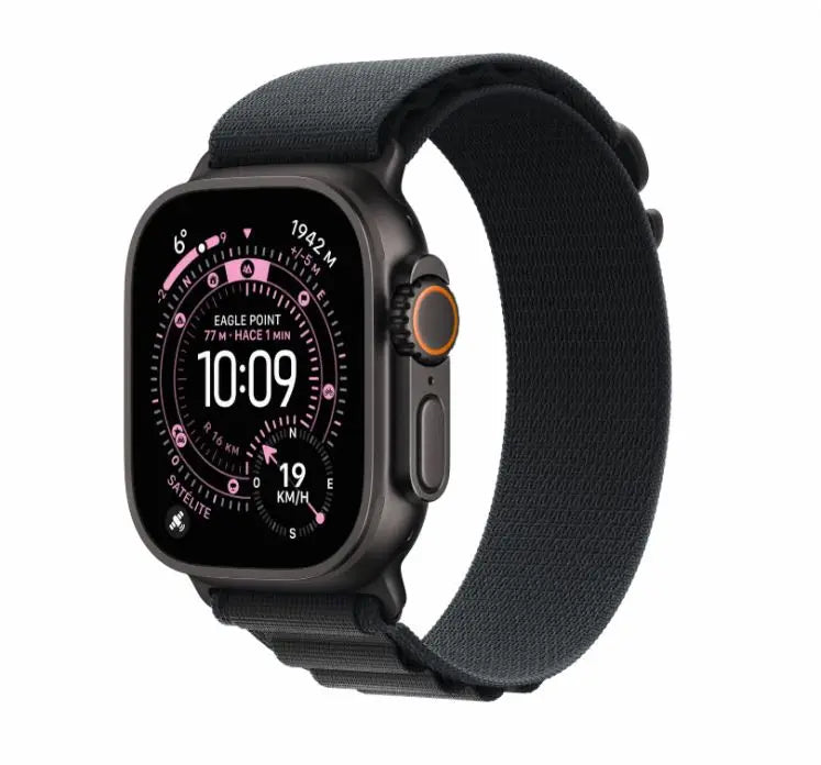 Apple Watch Ultra 3 de 49 mm (grande) en titanio negro: reloj inteligente con pantalla de 1'', GPS, monitor de frecuencia cardíaca, despertador, compatible con iOS y watchOS, con certificación CE para hombres y mujeres, resistente al agua y duradero.