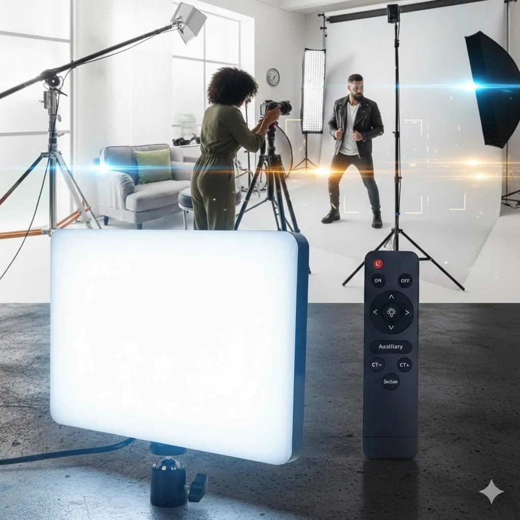 LUZ LED 11- PROFESIONAL CON REGULACIÓN DE BRILLO Y COLOR + MANDO A DISTANCIA, IDEAL PARA FOTOS Y VÍDEOS HD 220-240V