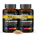 Pack 2x Multivitaminas - 730 Cápsulas Veganas - Con Vitaminas, Minerales y Ginseng - Sevens Nutrition
