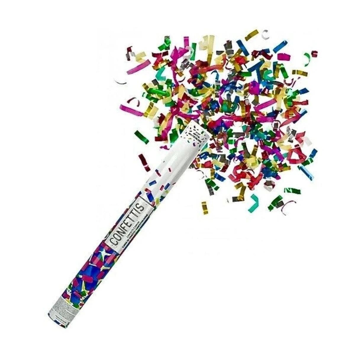 Maxia Market Cañón de confeti Tubo Confetti para fiesta celebraciones multicolor metal metalico 27 - 77 cm