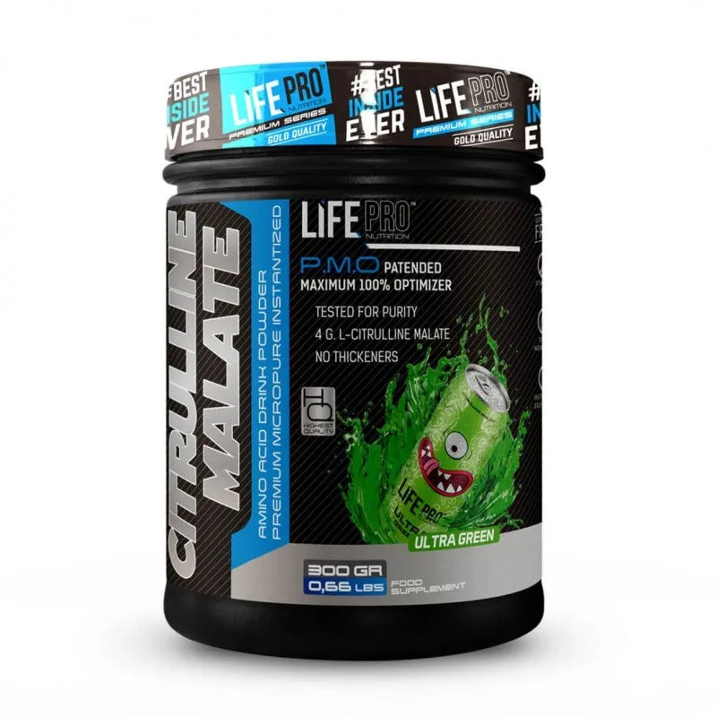 LIFE PRO NUTRITION CITRULINA MALATO 300g - Incrementa Rendimiento Muscular - Aumenta Fuerza y Resistencia - Reduce la Fatiga