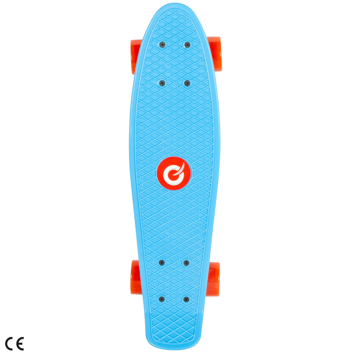 EVO - Monopatín infantil de 56 cm, base antideslizante color azul, 4 ruedas PVC rojas con luces, actividades exterior niños, ideal para jugar al aire libre, monopatines para niños