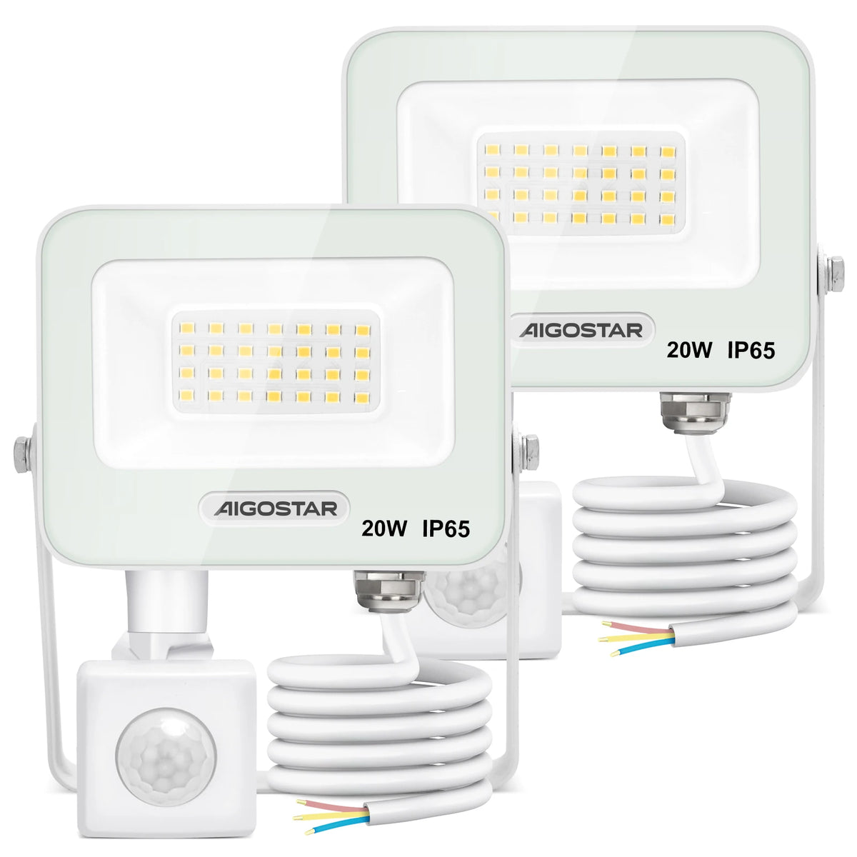 Aigostar 50W LED Floodlight with PIR Motion Sensor, 4600LM Brightness, IP65 Waterproof, Adjustable for Outdoor Use in Garden, Patio, and Garage, Super Bright Security Light, Energy Efficient Outdoor Lighting