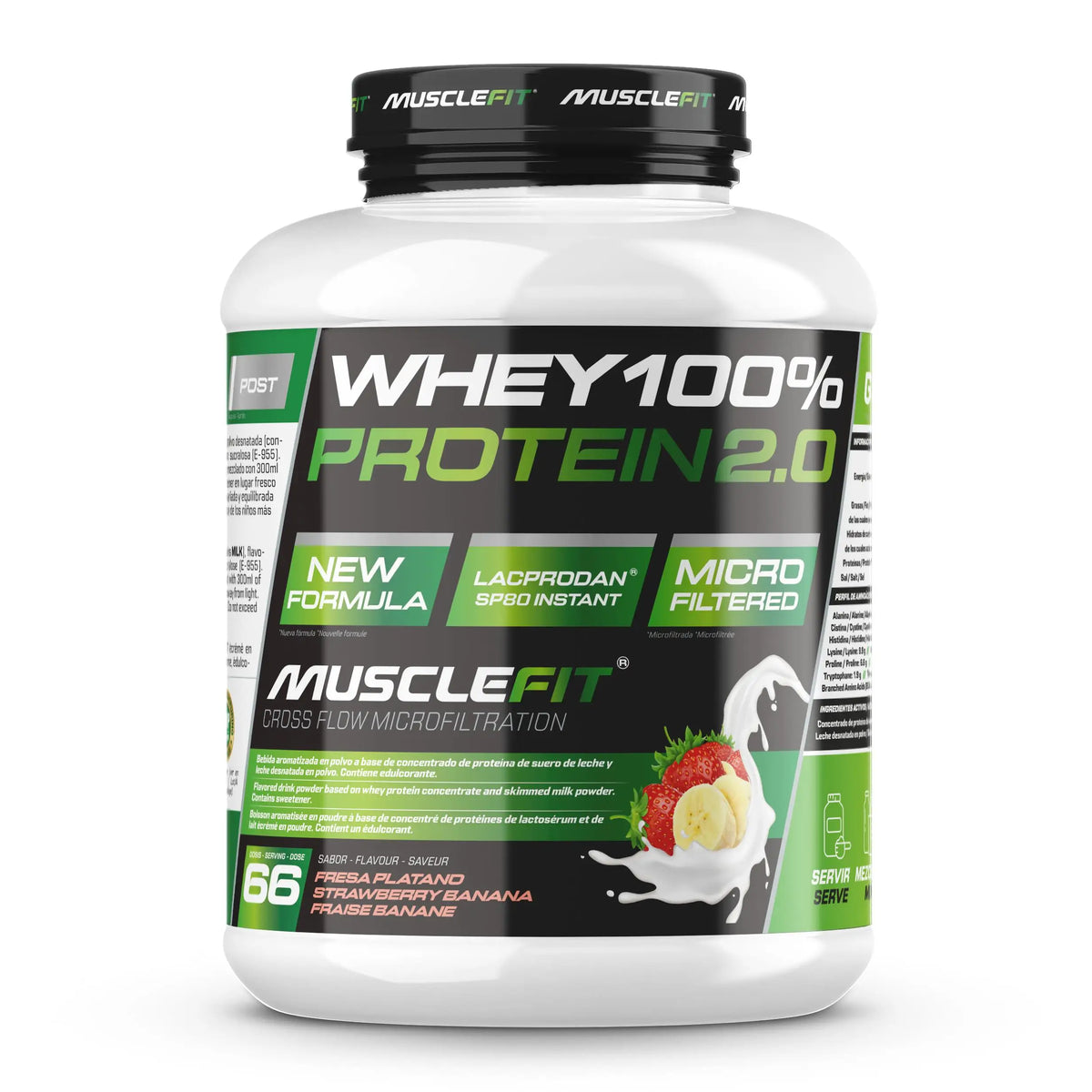 Whey 100% Protein 2000g - MuscleFit  Concentrado de Proteína para Creación de Músculo