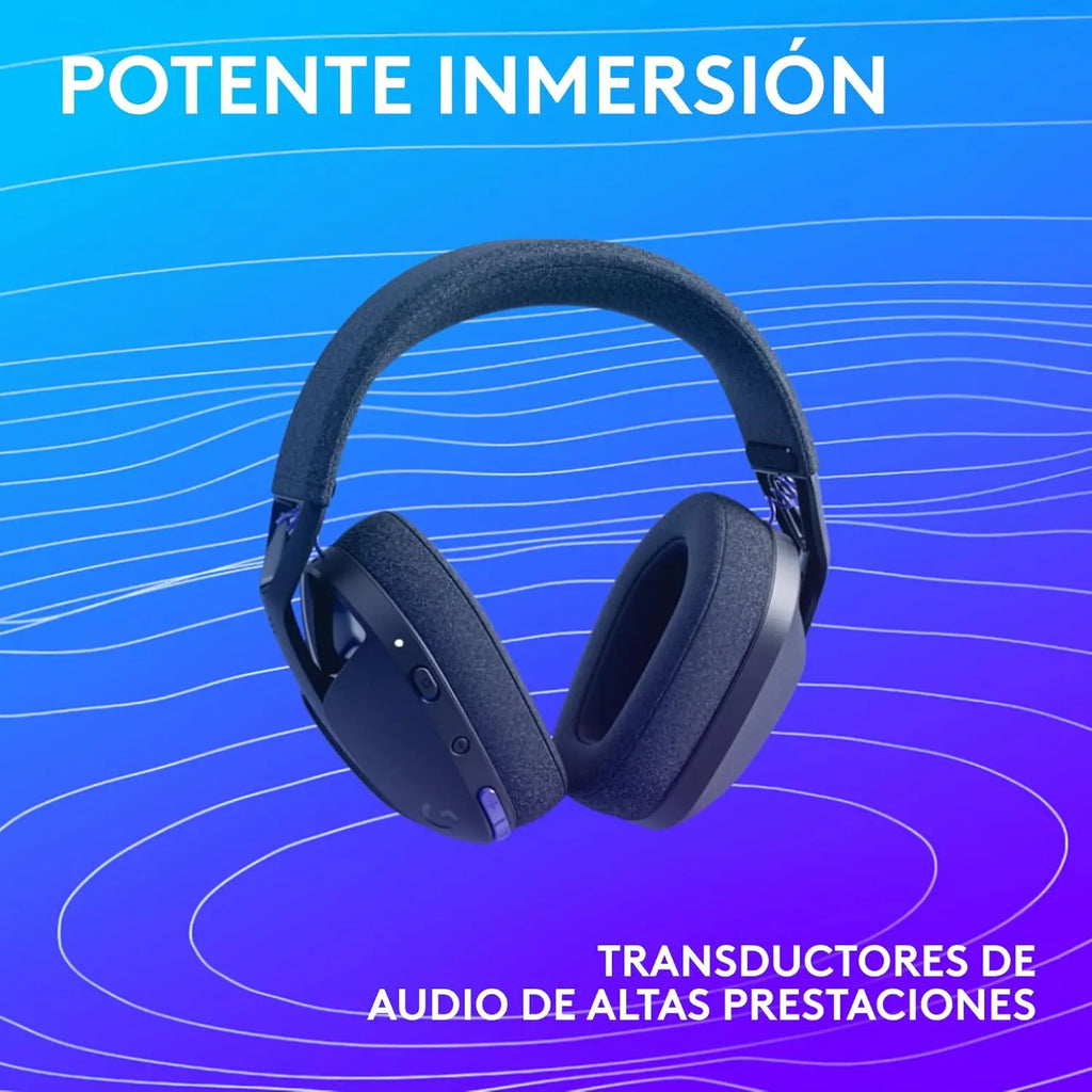 Auriculares inalámbricos para juegos Logitech G321 Lightspeed negros con Bluetooth 5.2, transductores de 40 mm, 20 horas de duración de batería, diseño ligero, micrófono con función de silencio abatible para PC, PS5 y Nintendo Switch.