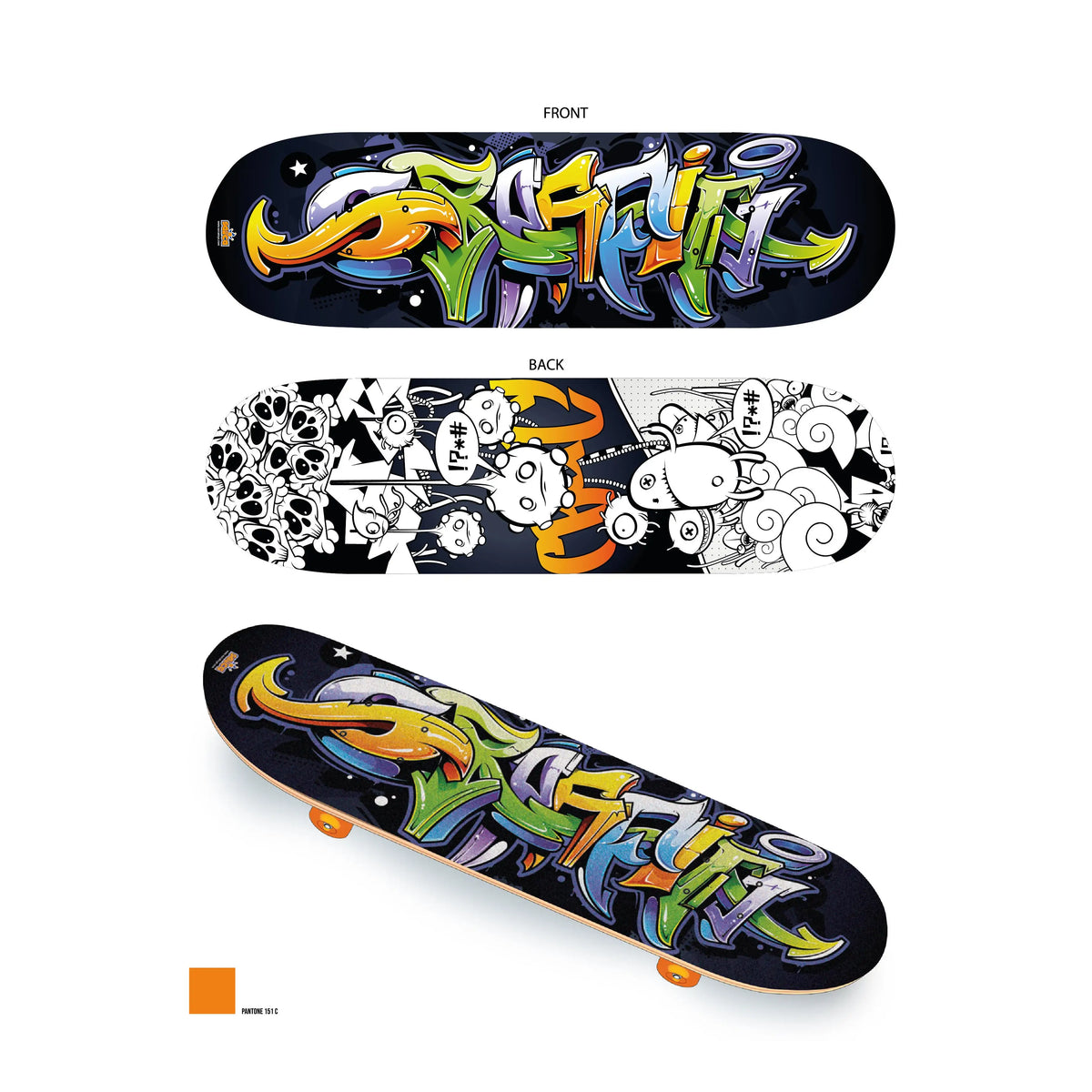 Monopatin infantil Tendencia calavera (9327) Grafiti (3390) Base antideslizante. Con dos ruedas y giro de 360 grados. Ligero y fácil de utilizar. Calidad al mejor precio. De acuerdo a la normativa CE. +5 años