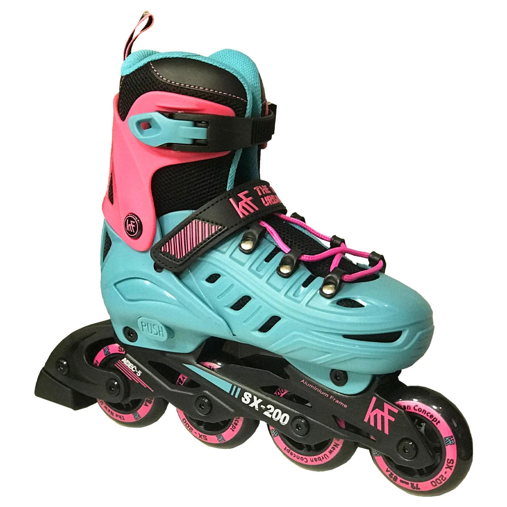 KRF The New Urban Concept Patín en Línea Freeskate Ajustable SX-200 Azul-Verde