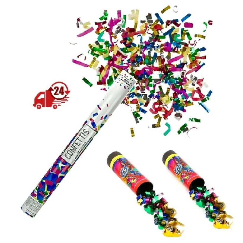Maxia Market Cañón de confeti Tubo Confetti para fiesta celebraciones multicolor metal metalico 27 - 77 cm