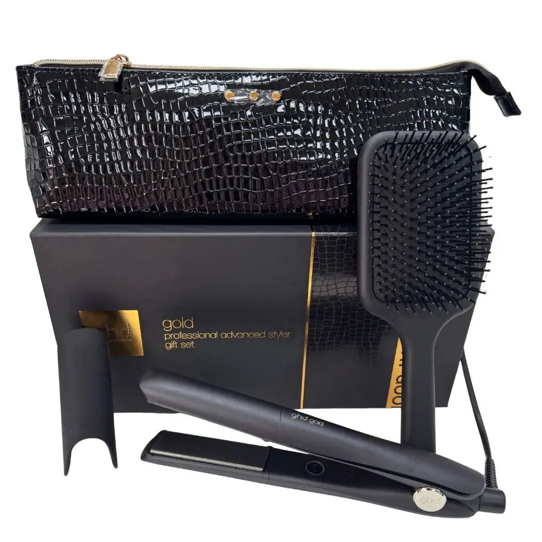 GHD Gold Gift Set | Plancha Profesional + Cepillo Paddle + Neceser ✨