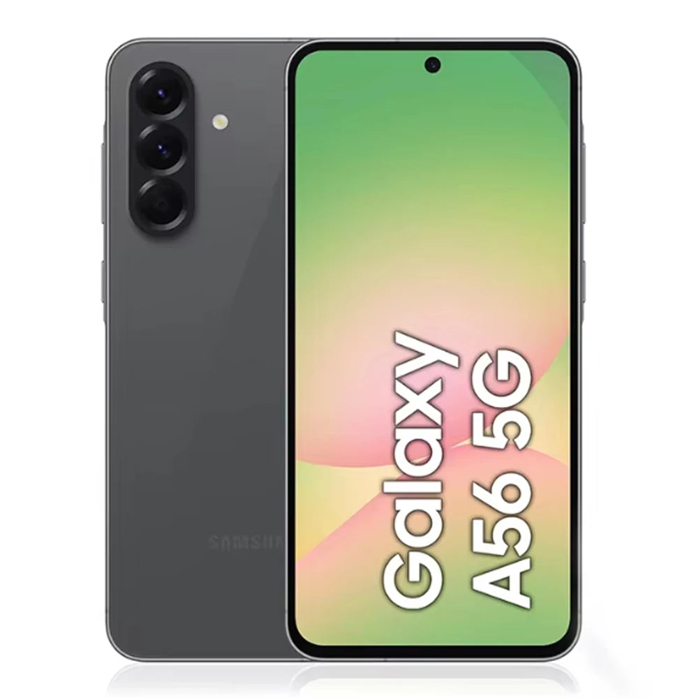 Smartphone Samsung Galaxy A56 5G, Exynos 1580, pantalla Super AMOLED de 6,7" a 120Hz, cámara triple de 50MP, batería de 5000mAh, Android 15, 8GB de RAM + 128GB de ROM, resistente al agua IP67, Dual SIM, versión para Oriente Medio.