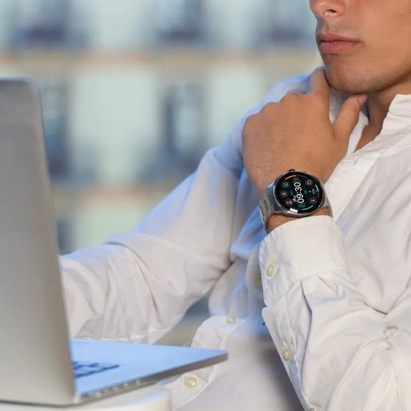 Lotus Smartime Nexo 50206/1 smartwatch for men, featuring a 1.43" AMOLED display, Bluetooth calling, heart rate monitor, and 8-day battery life, designed in stainless steel for a sophisticated look and advanced health trackin