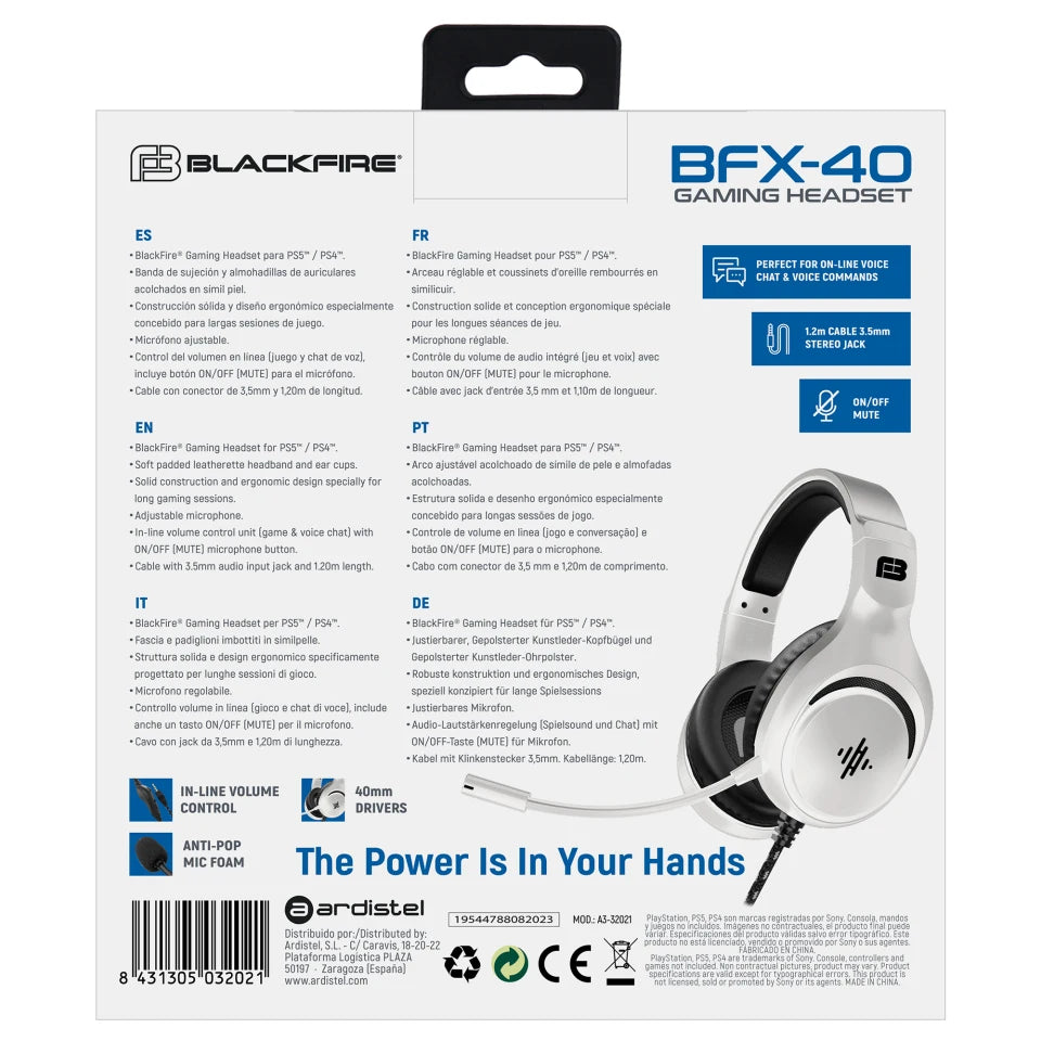 Blackfire wired stereo headphones gaming headset bfx-40 for ps5 and ps4