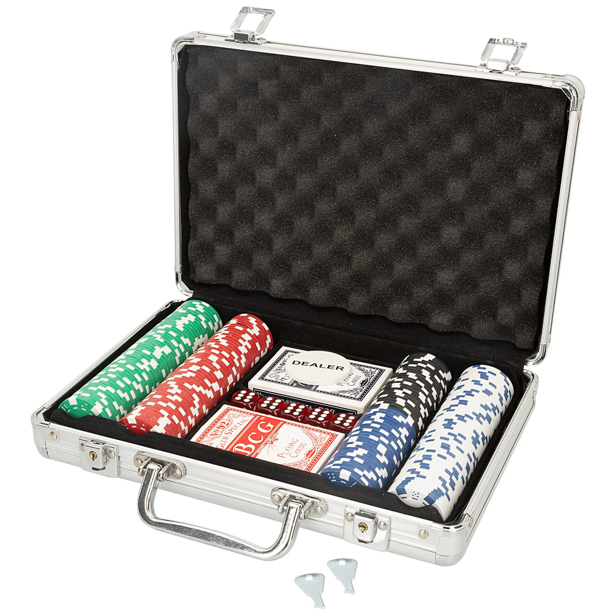 Set de póker CB Games con maletín, incluye 201 fichas, 5 dados, 2 barajas de cartas para niños a partir de 3 años, perfecto para 2-7 jugadores, juego familiar ideal para socializar y divertirse.