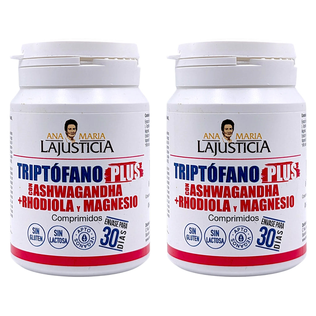Ana María Lajusticia Triptófano Plus 60 comprimidos Pack x2 unidades - Complejo Adaptógeno con Ashwagandha y Rhodiola - Precursor de Serotonina y Modulador del Cortisol - Resiliencia y Bienestar Mental