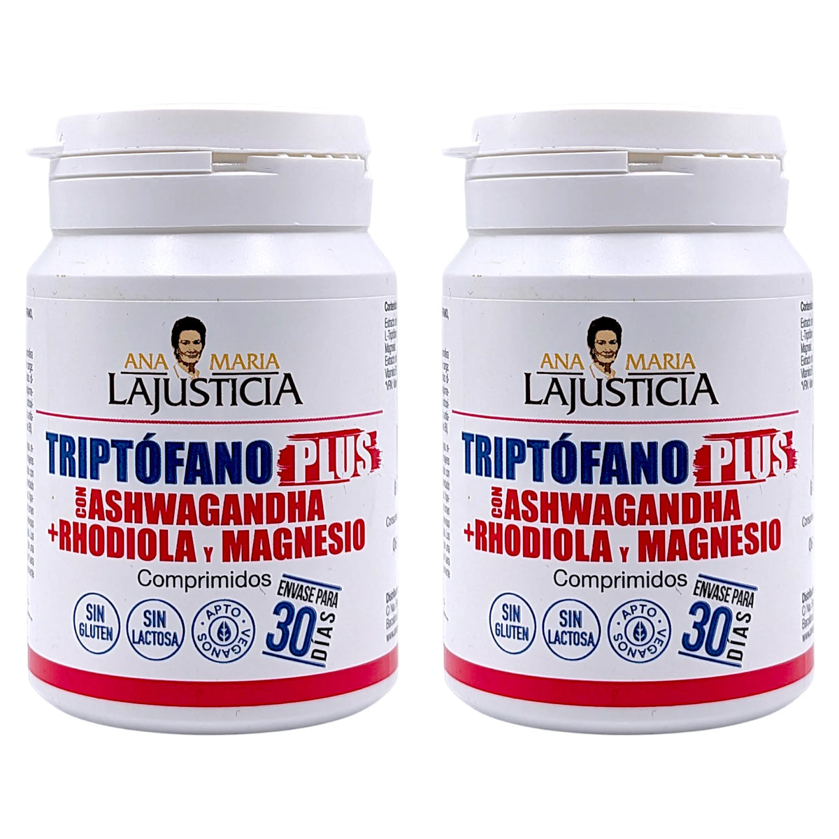 Ana María Lajusticia Triptófano Plus 60 comprimidos Pack x2 unidades - Complejo Adaptógeno con Ashwagandha y Rhodiola - Precursor de Serotonina y Modulador del Cortisol - Resiliencia y Bienestar Mental