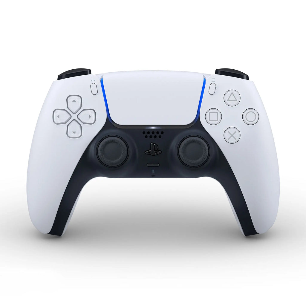 Mando inalámbrico DualSense para PS5, color blanco, con respuesta háptica, gatillos adaptativos, sensor de movimiento y micrófono integrado para una experiencia de juego inmersiva. Compatible con la consola PS5.
