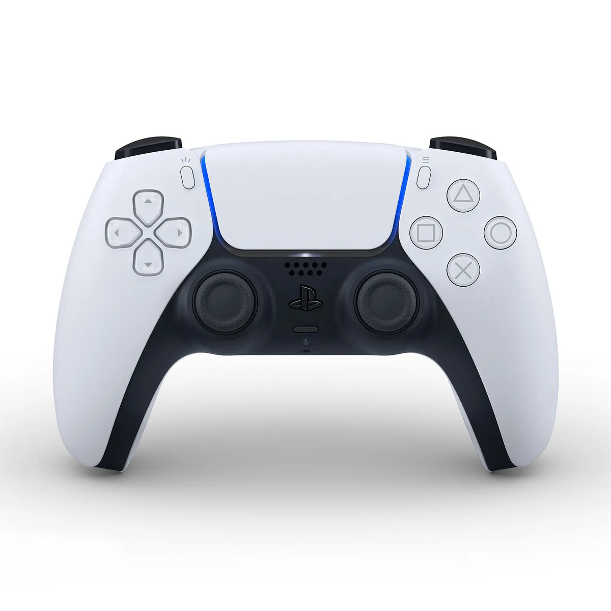 Mando inalámbrico DualSense para PS5, color blanco, con respuesta háptica, gatillos adaptativos, sensor de movimiento y micrófono integrado para una experiencia de juego inmersiva. Compatible con la consola PS5.