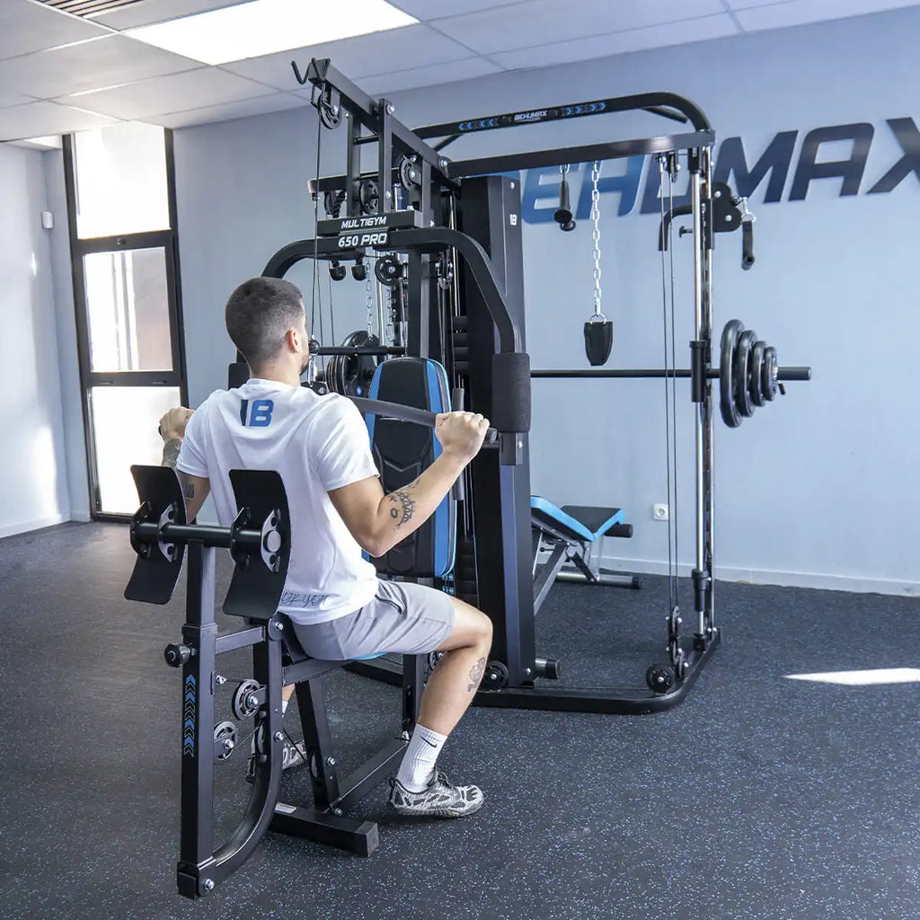 BEHUMAX - Máquina multifunción Multigym 650 PRO estación de musculación con 13 funciones y prensa de piernas para gimnasio en casa