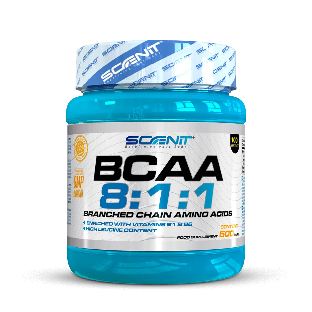 BCAA 8:1:1 en 150 y 500 tabletas, reforzado con Vitaminas B1 y B6