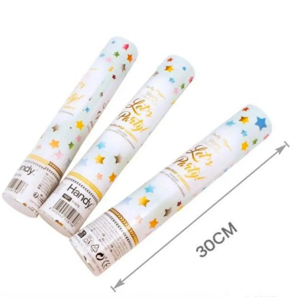 Kit de cañón de confeti 6/12, adecuado para bodas y fiestas de cumpleaños, rocía hasta 6-8 metros de altura, patrón de estrellas.