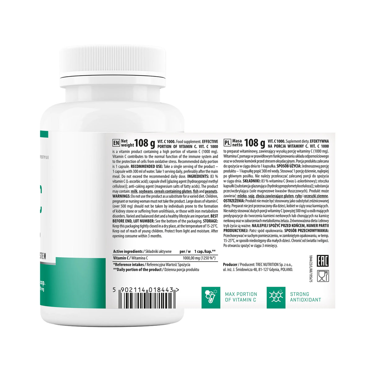 Trec Nutrition Vitamin C 1000 – 90 Cápsulas | Vitamina C