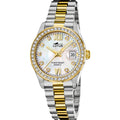 Lotus Women's Watch Bicolor - Stainless Steel, Mother of Pearl Dial with Zircon Stones, Water Resistant 10ATM, 32.50mm Diameter, Freedom Collection, Elegant Design.