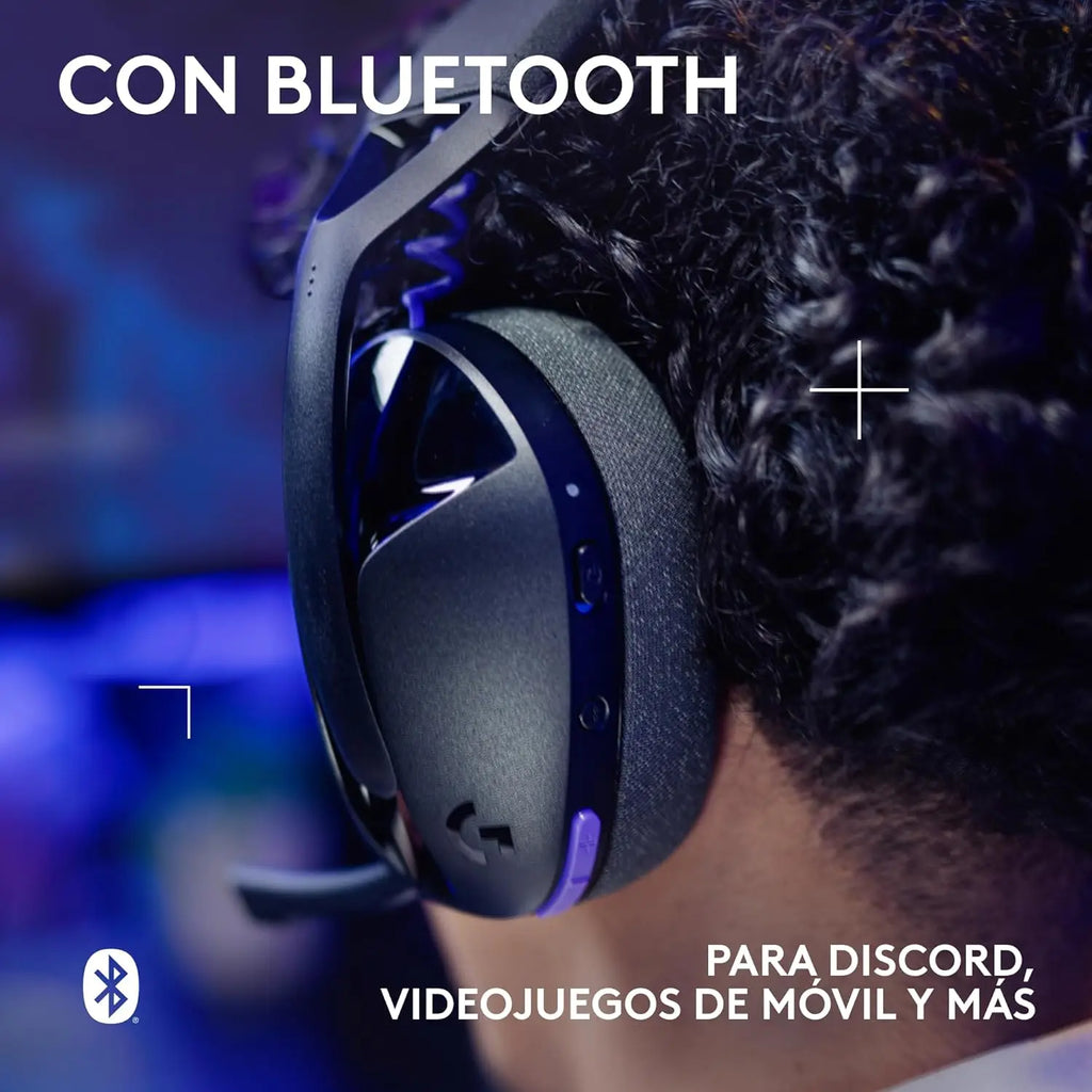 Auriculares inalámbricos para juegos Logitech G321 Lightspeed negros con Bluetooth 5.2, transductores de 40 mm, 20 horas de duración de batería, diseño ligero, micrófono con función de silencio abatible para PC, PS5 y Nintendo Switch.