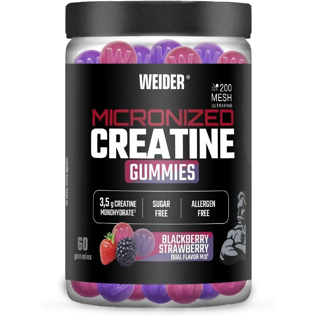 Premium Creatine Gummies DUO flavor (60 Gominolas) Blackberry Strawberry- Weider