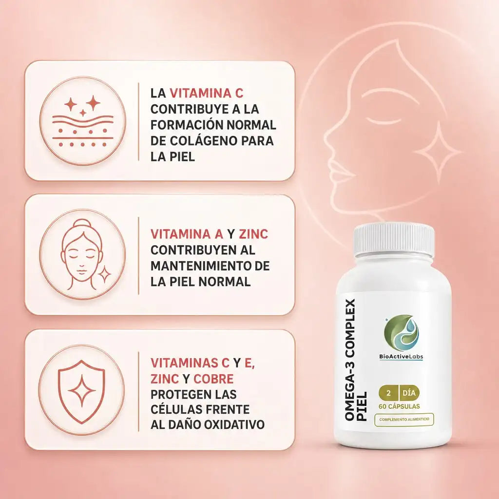Omega 3 + vitamins a, c and e with calendula – skin complex with zinc and copper – skin care from the inside – 60 epa and dha capsules – antioxidant – | BioActiveLabs