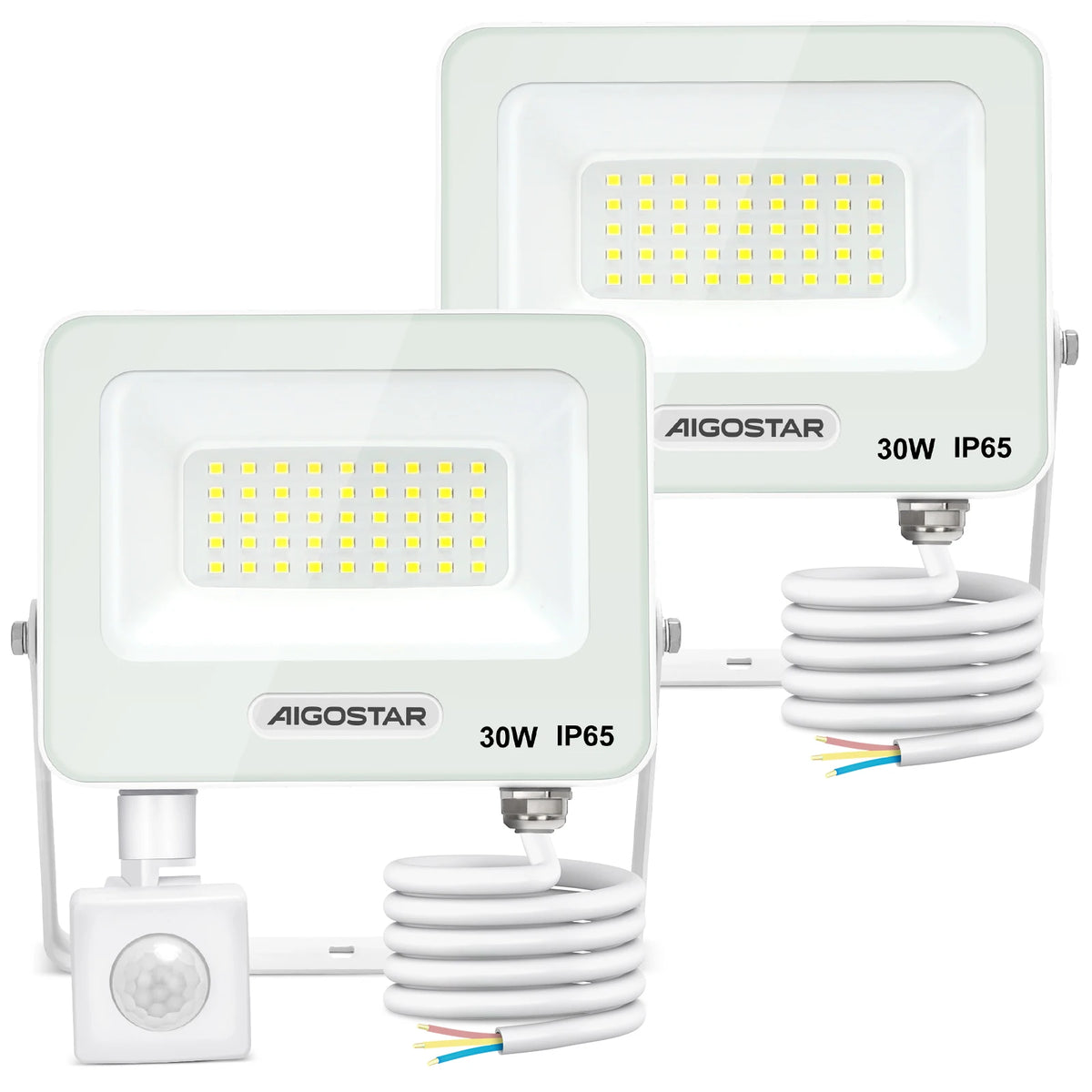 Aigostar 50W LED Floodlight with PIR Motion Sensor, 4600LM Brightness, IP65 Waterproof, Adjustable for Outdoor Use in Garden, Patio, and Garage, Super Bright Security Light, Energy Efficient Outdoor Lighting