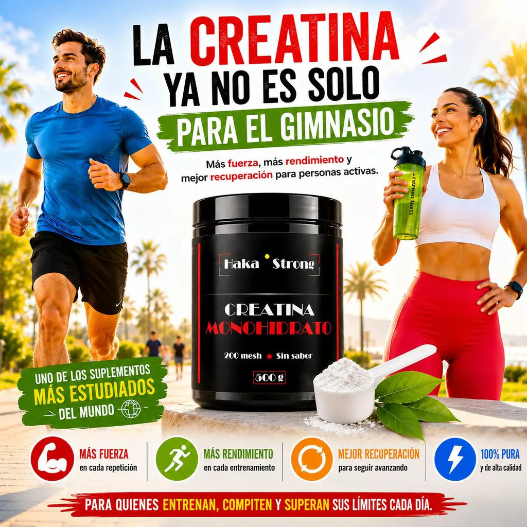 Creatina Monohidrato Haka Strong 500 g - 200 Mesh - 166 servicios (5-6 Meses) - Incluye Dosificador - Fácil Disolución - Apta para Veganos. PROMOCIÓN DE LANZAMIENTO. UNIDADES LIMITADAS.