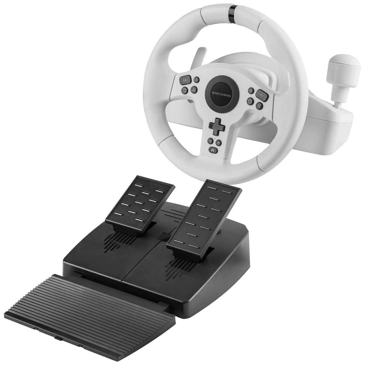 Volante de Sim Racing Mars Gaming MWH-RSXONE con rotación de 270°, vibración DriveSense, cambio secuencial integrado, pedales XL para PC, PS3, PS4, Xbox One, Xbox Series X|S, Nintendo Switch, con Zero Dead Zone para una precisión co