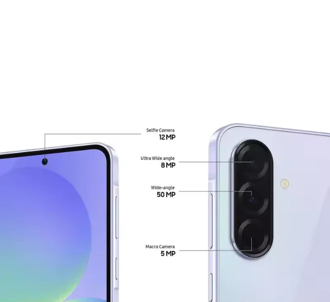 Samsung Galaxy A36 5G, 8 GB de RAM, 128 GB de ROM, pantalla AMOLED de 6,7", tasa de refresco de 120 Hz, cámara de 50 MP, batería de 5000 mAh, resistencia al agua IP67, doble SIM - Smartphone Android para telefonía móvil 5G.