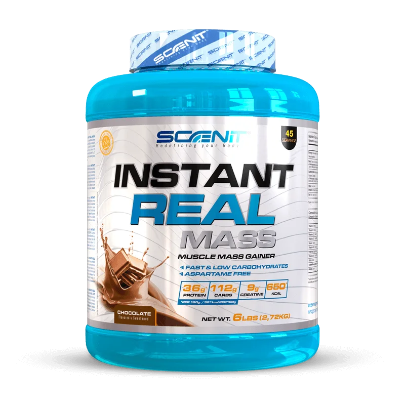 Instant Real Mass - hasta 7 kg - Ganador de peso y masa muscular, mass gainer para aumentar de peso - Ganador de músculo - Ganador de masa muscular - Gainer con creatina carbohidratos proteína