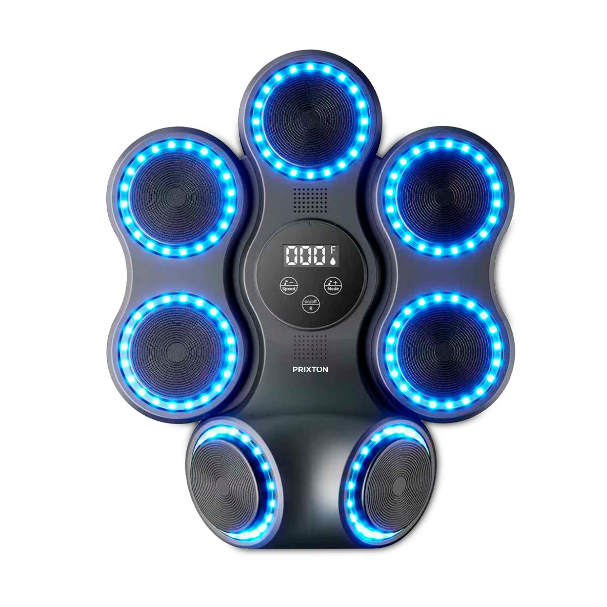 PRIXTON Máquina de Boxeo Musical Combat Pro BM150, Bluetooth y Luces LED, 11 Modos y 9 Velocidades, Guantes Incluidos, Entrenamiento Interactivo en Pared para Casa