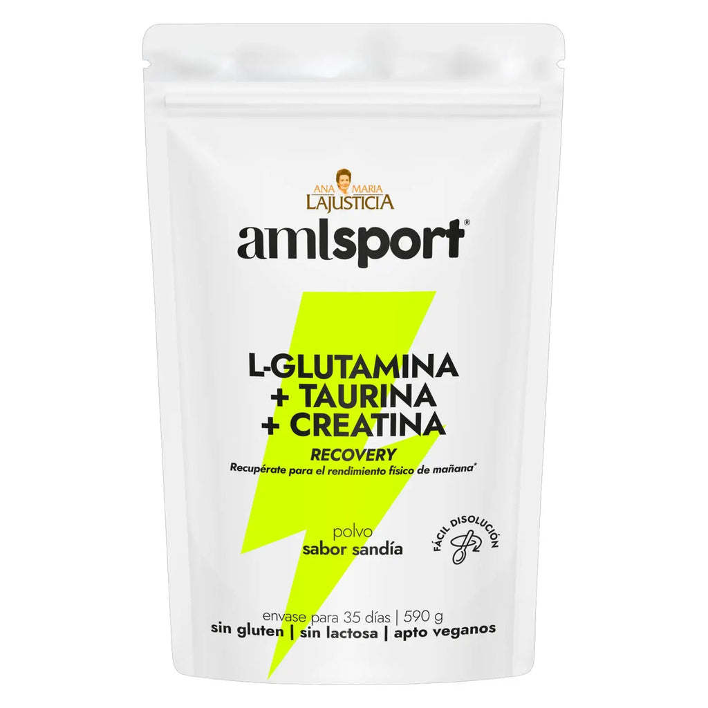 🍉 AMLSport L-Glutamina + Taurina + Creatina 590 g Sabor Sandía | Recuperación Muscular, Fuerza y Rendimiento Deportivo 💪⚡