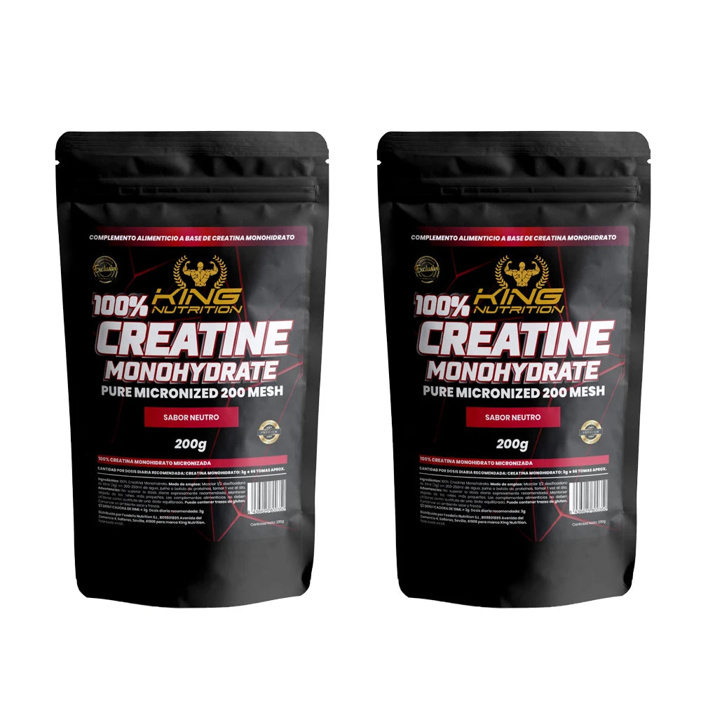 King Nutrition  2 unidades 100% Creatina Monohidrato 200gr Sin sabor 200mesh total 400gr