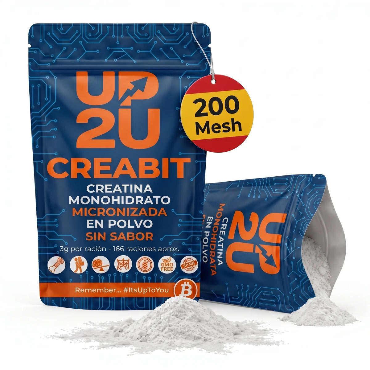 Creatina Monohidrato 500gr micronizada 200 MESH en polvo, +5 Meses de suministro, 166 Porciones, 3g por Porción, Sin Sabor, 100% Pura sin Aditivos, Alta Solubilidad, Incluye Dosificador