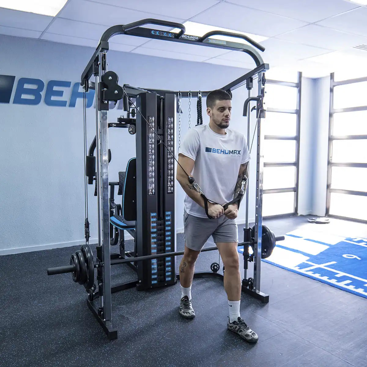 BEHUMAX - Máquina multifunción Multigym 650 PRO estación de musculación con 13 funciones y prensa de piernas para gimnasio en casa