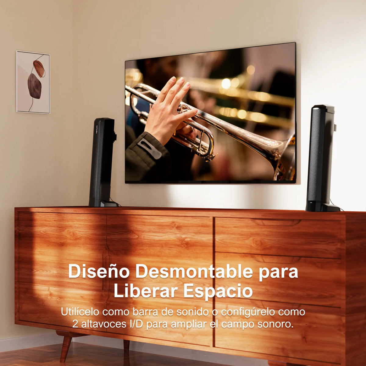 ULTIMEA Apollo S40 Barra de Sonido TV 2.2 Canales, 100 W, Diseño Desmontable 2 en 1, Bluetooth® 5.3, HDMI ARC, Sonido Envolvente, Graves Ajustables y 3 Modos EQ