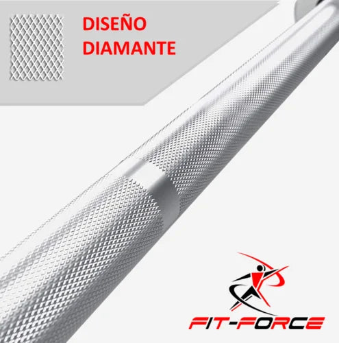 Barra Olímpica Cromada de Alta Carga marca Fit-Force 1200mm - Ejercicios de Musculación