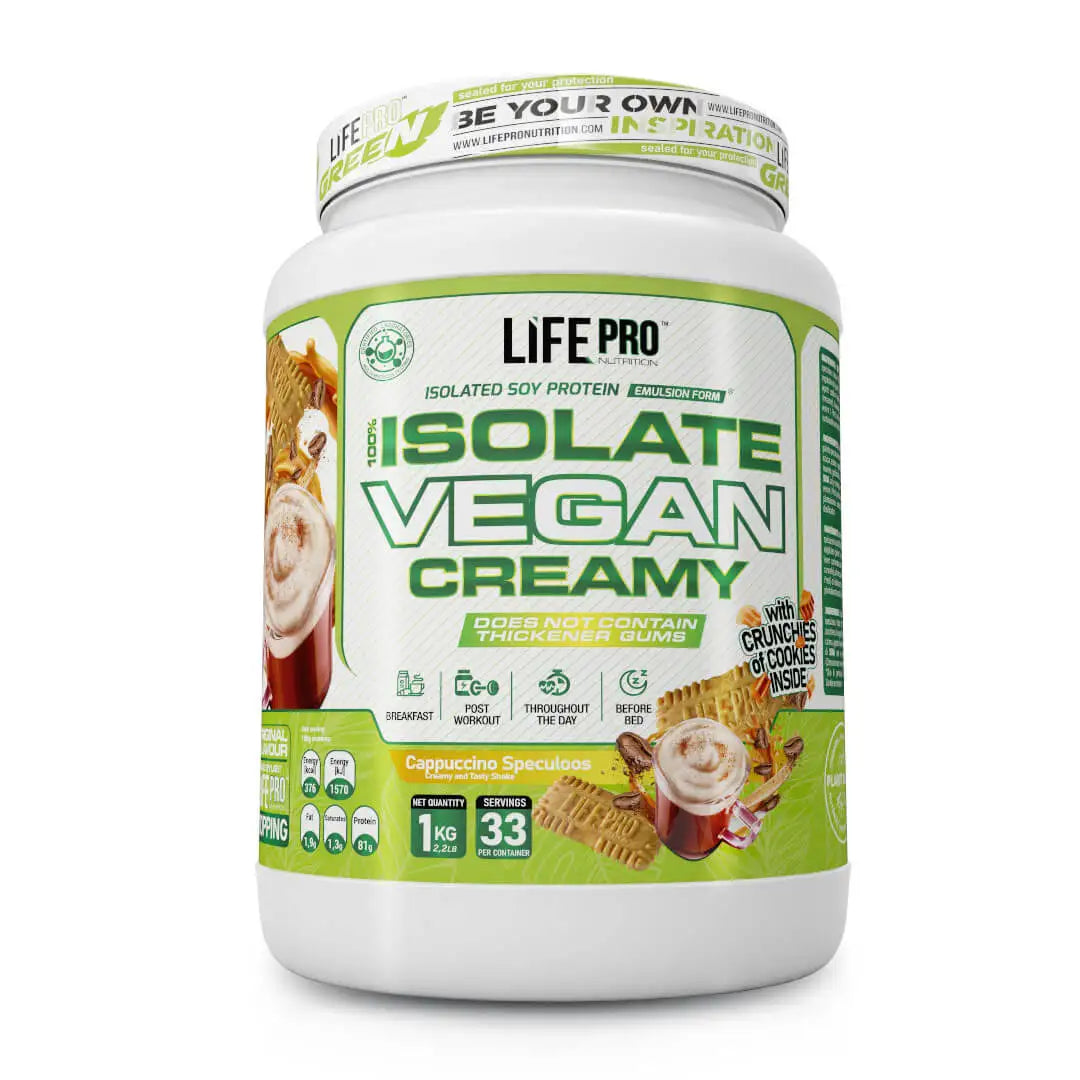 LIFE PRO NUTRITION ISOLATE VEGAN CREAMY 1KG - Aislado de Proteina Vegetal - Dietas Veganas y Vegetarianas - Textura Cremosa