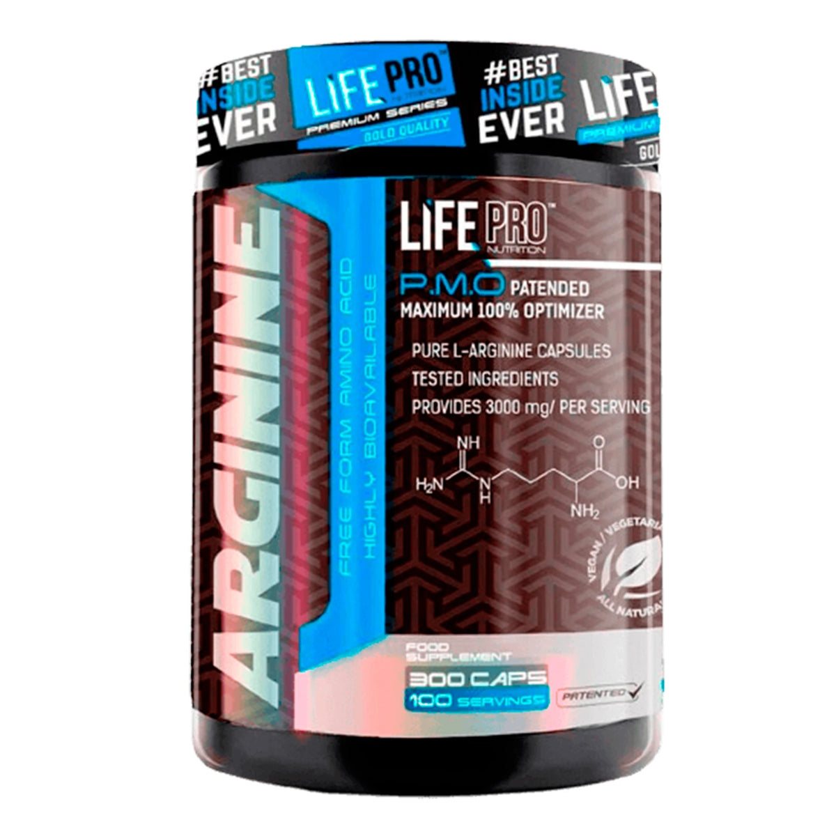 LIFE PRO NUTRITION ARGININE 300 CAPS - Optimiza el Metabolismo - Efecto Vasodilatador - Elimina Residuos Síntesis Proteica