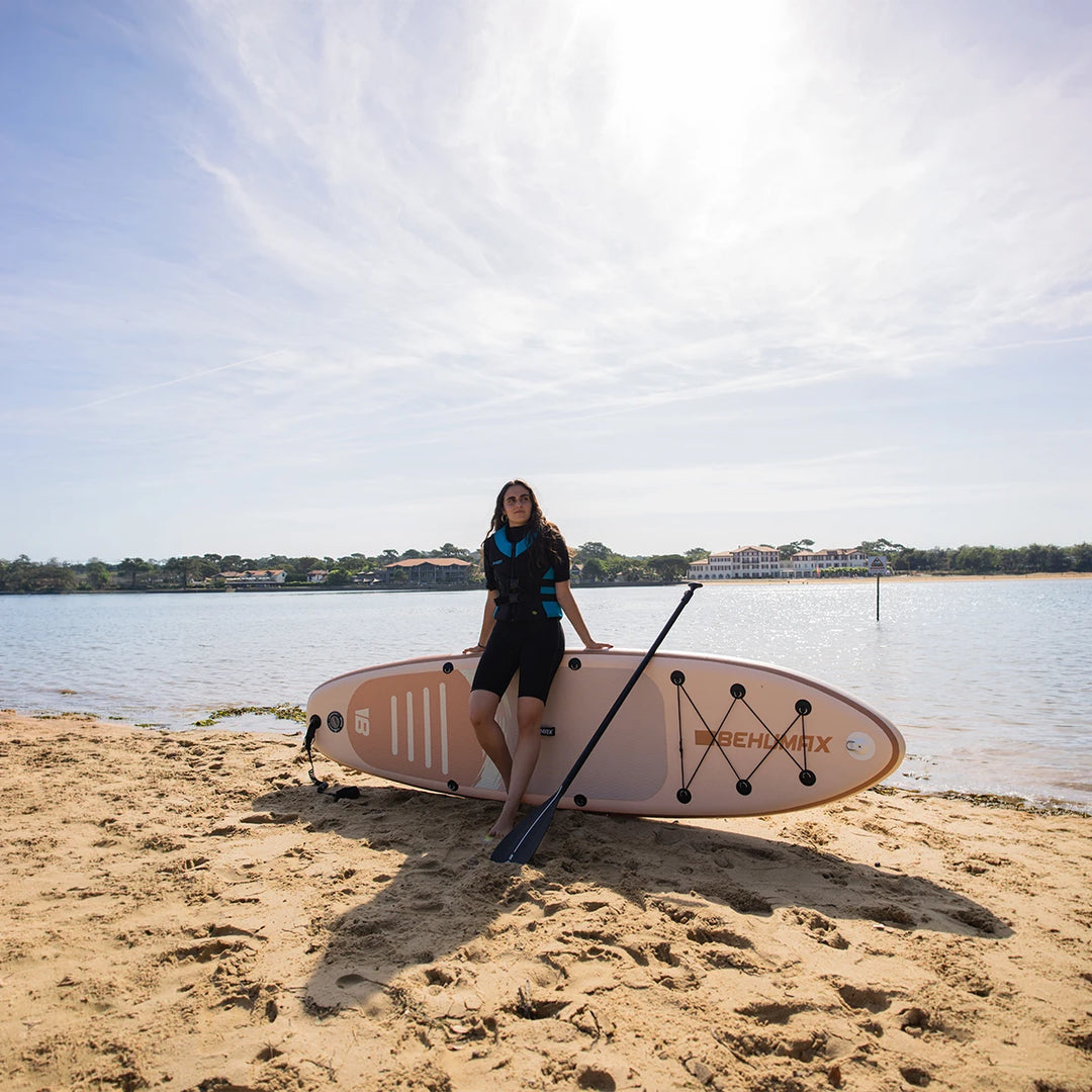 BEHUMAX - Tablas paddle surf hinchable Mint 10 -  Sirocco 10 , All Round PVC doble capa Dropstitch ligera 7.5kg con quillas y remo y mochila