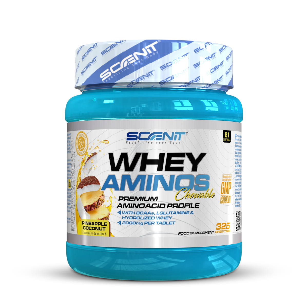 Scenit Whey Aminos - 325 tabletas masticables con sabor - Proteína whey con aminoácidos (creatina, BCAAs, glutamina...), en tabletas masticables con increíble sabor - Aminoácidos masticables - BCAA y Glutamina con Whey Pr