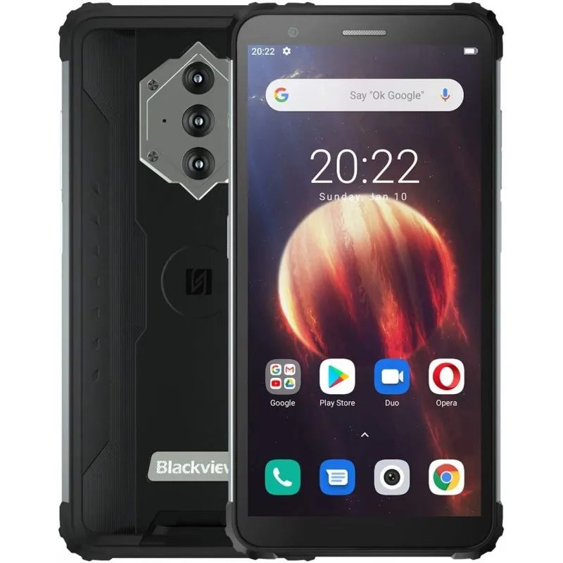 Blackview BV6600 - Smartphone resistente con IP68, 64GB de almacenamiento, pantalla IPS de 5.7", cámara triple de 16MP, batería de 8,580mAh, Dual SIM, NFC y GPS - Ideal para uso en exteriores