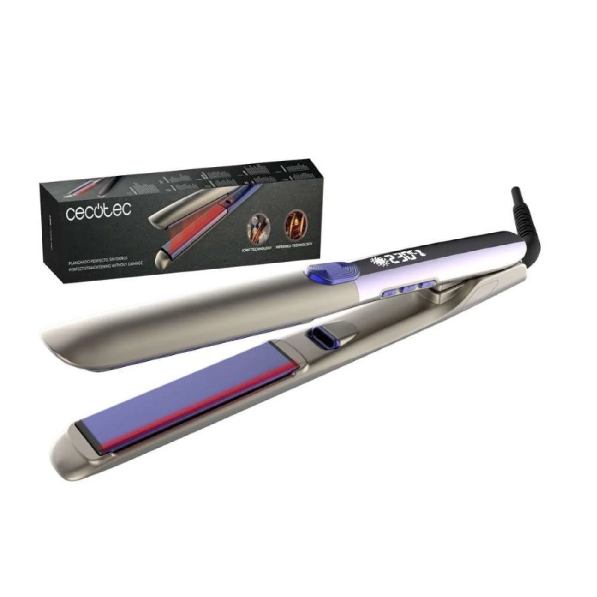 Cecotec Plancha de Pelo - Infrarrojos y Placas Vibratorias - Lisse i-Twerk Pro Elite. Revestimiento Cerámica y Turmalina