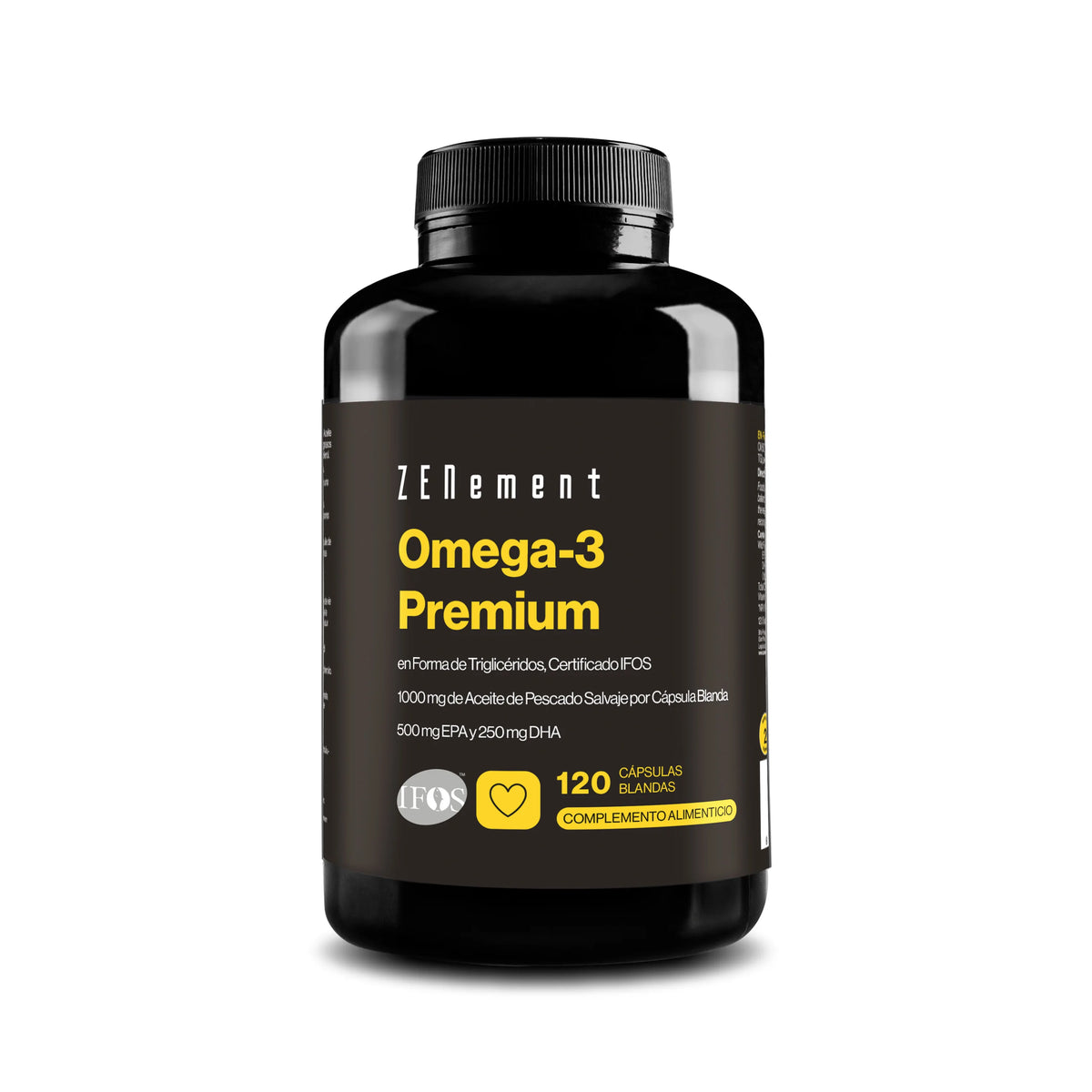 Omega-3 Premium en Forma de Triglicéridos, Certificado IFOS - 120 Cápsulas blandas Zenement