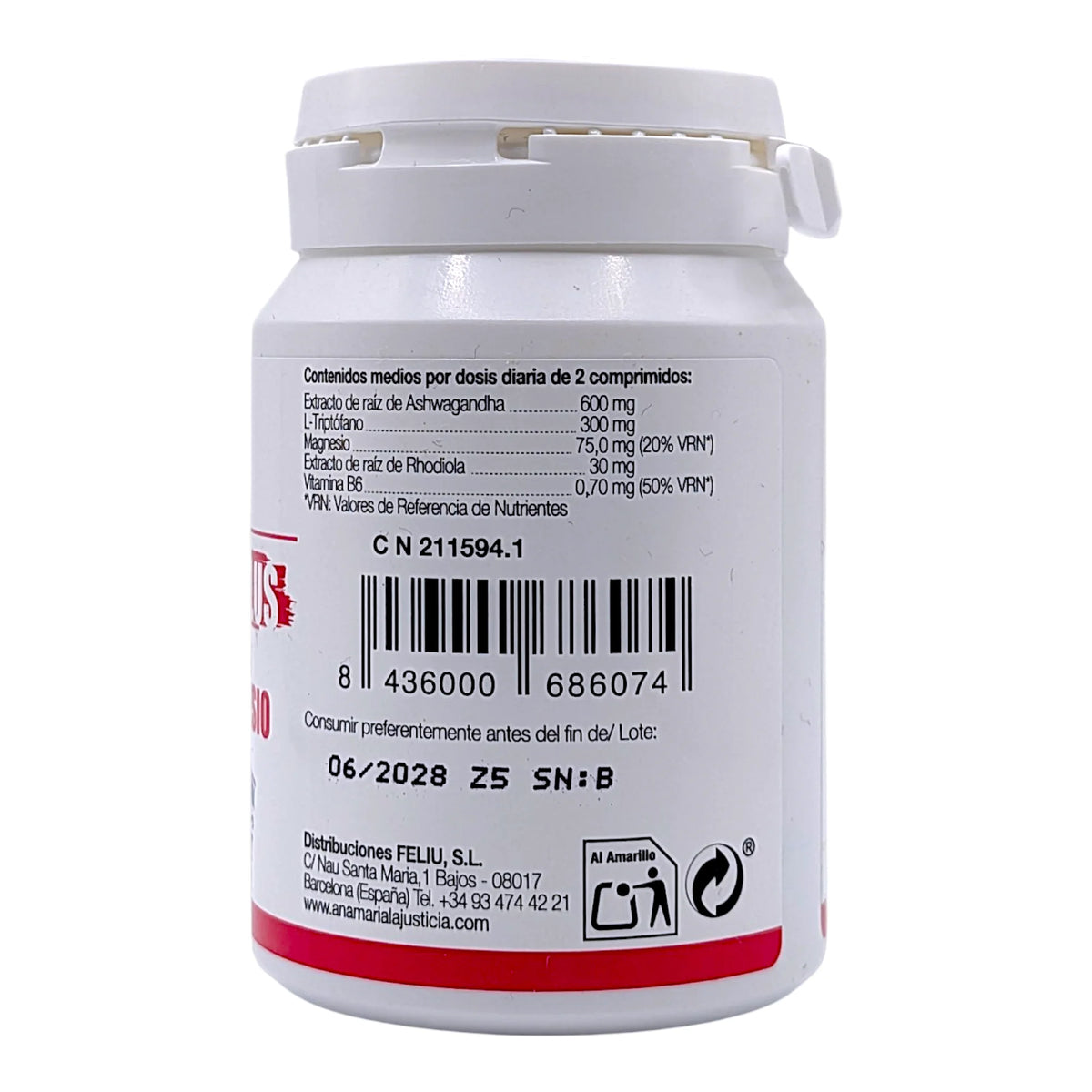 Ana María Lajusticia Triptófano Plus 60 comprimidos Pack x2 unidades - Complejo Adaptógeno con Ashwagandha y Rhodiola - Precursor de Serotonina y Modulador del Cortisol - Resiliencia y Bienestar Mental