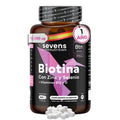 Biotina 10.000 mcg – Suministro para 1 año - Con Zinc, Selenio y Vitaminas B12 y D – 365 Comprimidos – Sevens Nutrition
